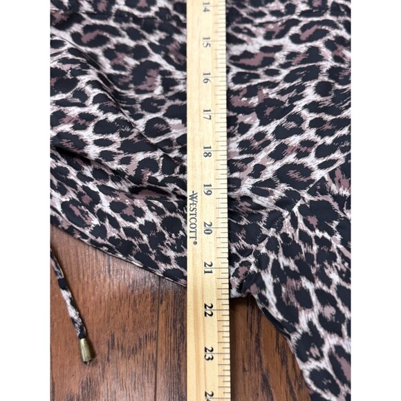 JM Collection Leopard Coat Jacket Womens M Brown Black Belted Waist Snap Button - Picture 15 of 16